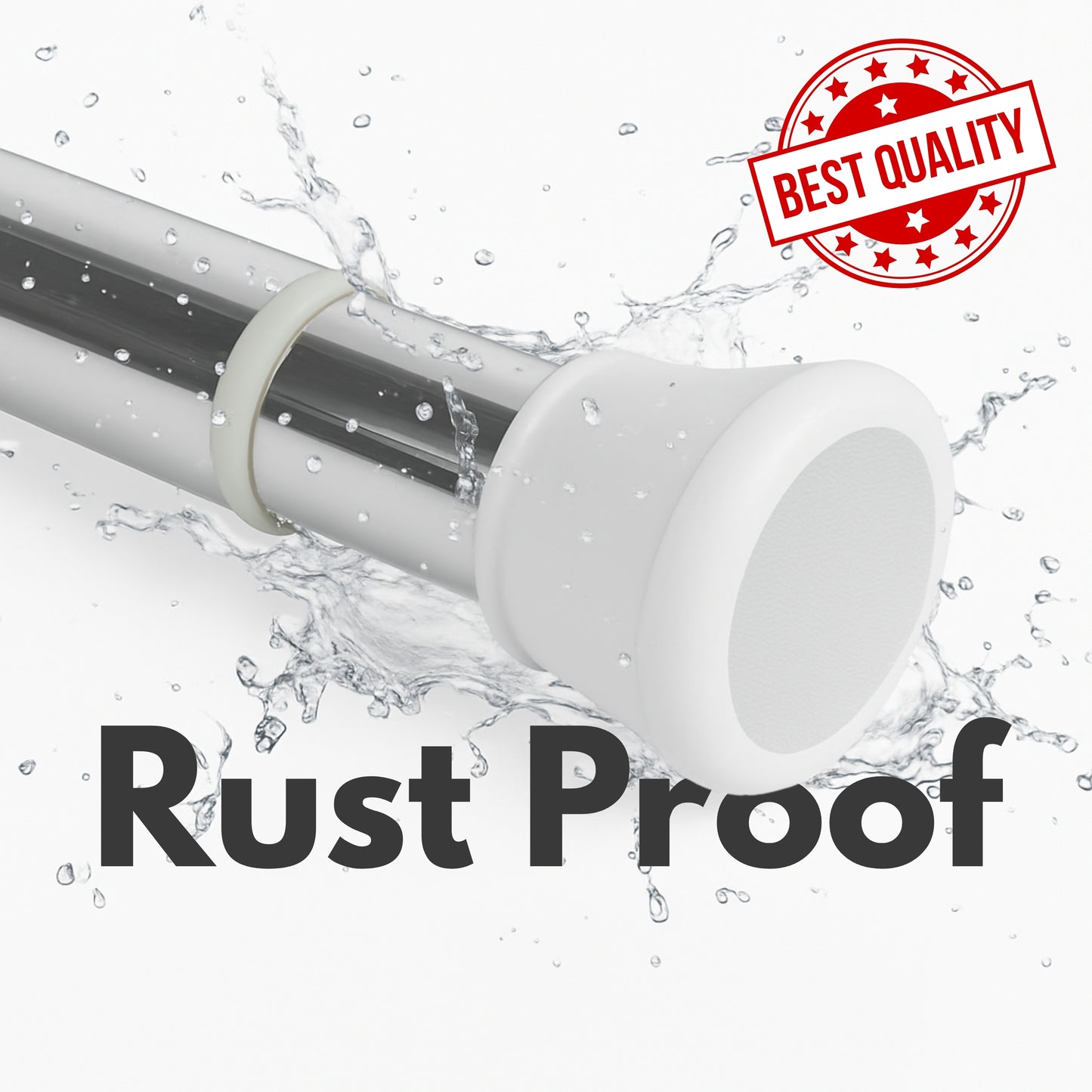 Fablekind Extendable No Drill Shower Curtain Rod – Adjustable Tension Rod (85–140 CM), Stainless Steel, Rust-Proof, Anti-Skid Ends, Easy Installation, No Tools Needed, Multipurpose Use