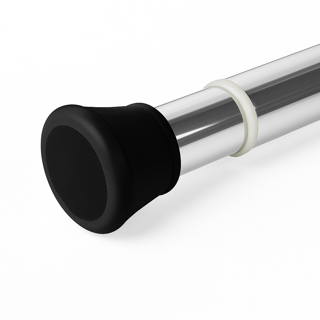 Fablekind Extendable No Drill Shower Curtain Rod – Adjustable Tension Rod (85–140 CM), Stainless Steel, Rust-Proof, Anti-Skid Ends, Easy Installation, No Tools Needed, Multipurpose Use