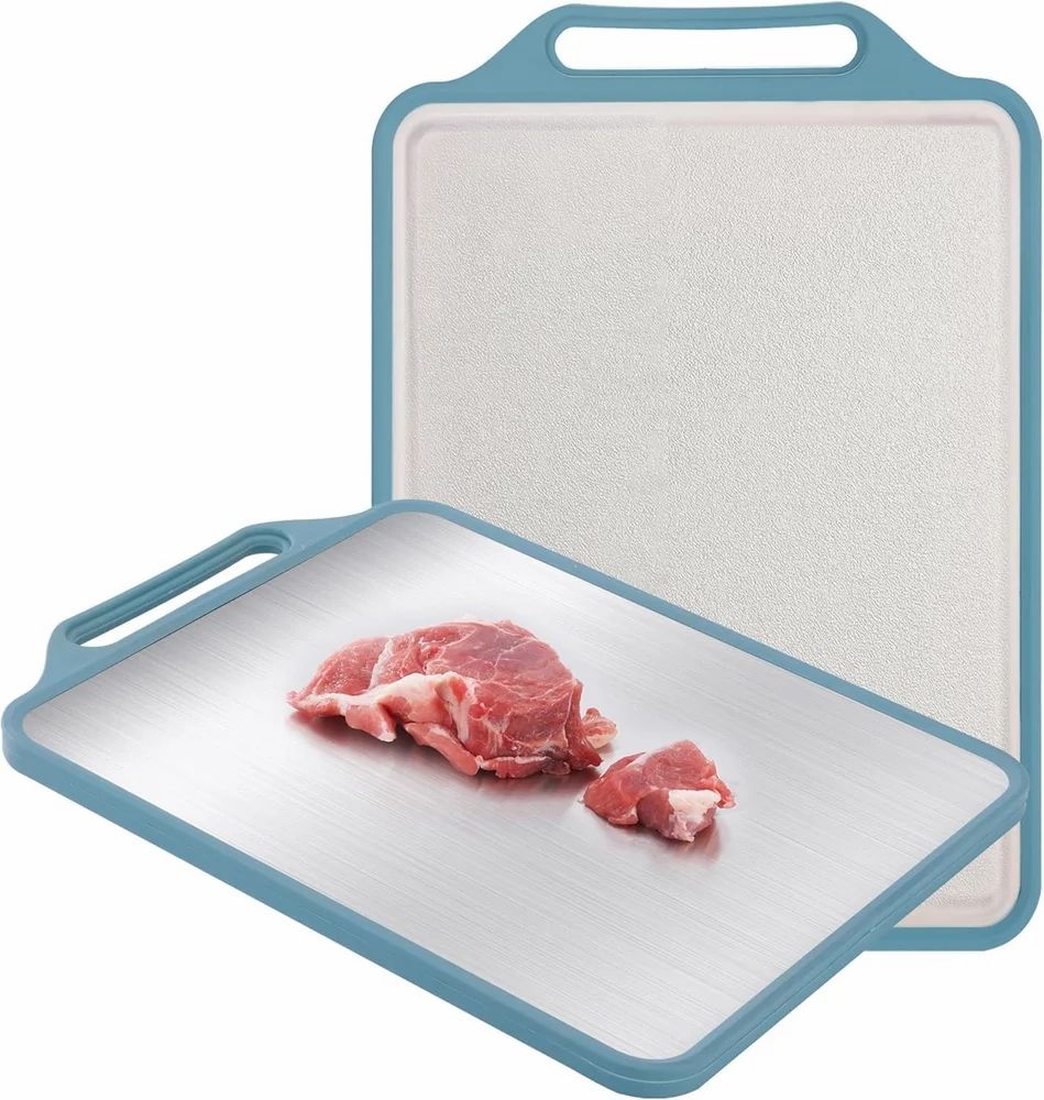 Fablekind Dual-Sided Cutting Board – Titanium Steel & Eco-Friendly PP + Wheat Straw – Heavy-Duty, Knife-Friendly, Non-Slip Chopping Board with Juice Groove & Handle – Meat, Vegetables, Fruit & Charcuterie