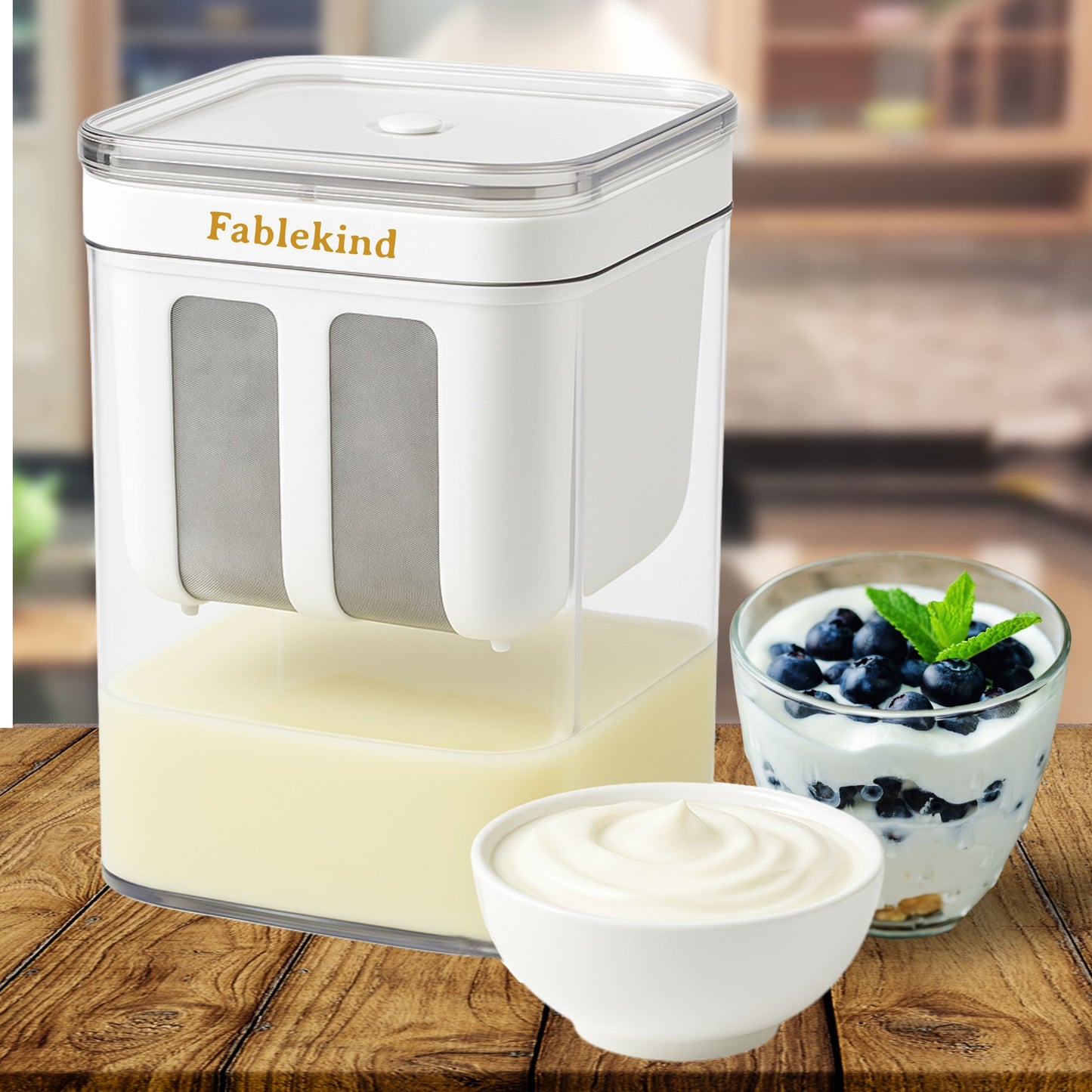 Fablekind - Curd Strainer & Hung Curd Maker – 1100ml Yogurt Filter Strainer Box with Lid | Dahi Strainer, Greek Yogurt & Yoghurt Maker for Home | Cheese, Labneh, Nut Milk Filter