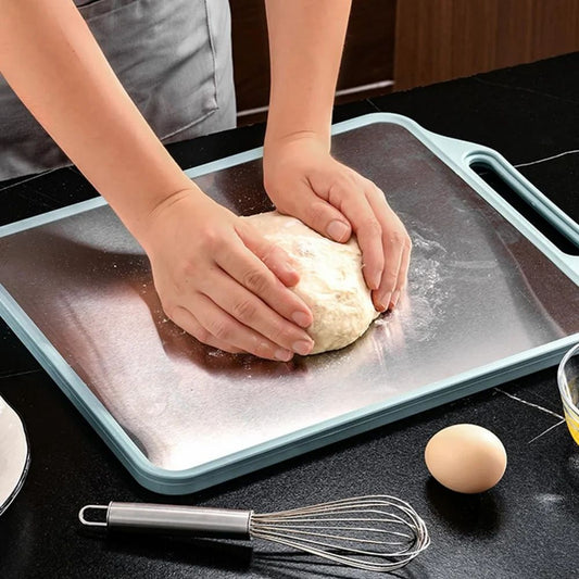 Fablekind Dual-Sided Cutting Board – Titanium Steel & Eco-Friendly PP + Wheat Straw – Heavy-Duty, Knife-Friendly, Non-Slip Chopping Board with Juice Groove & Handle – Meat, Vegetables, Fruit & Charcuterie